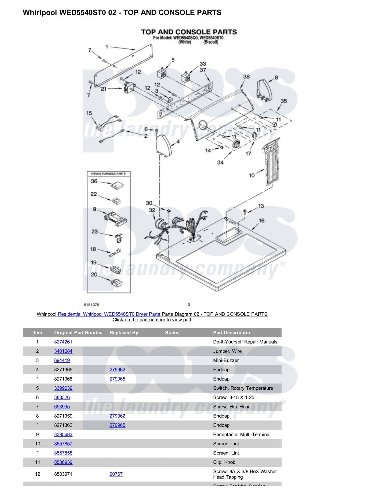 Whirlpool WED5540ST0 Parts Diagram