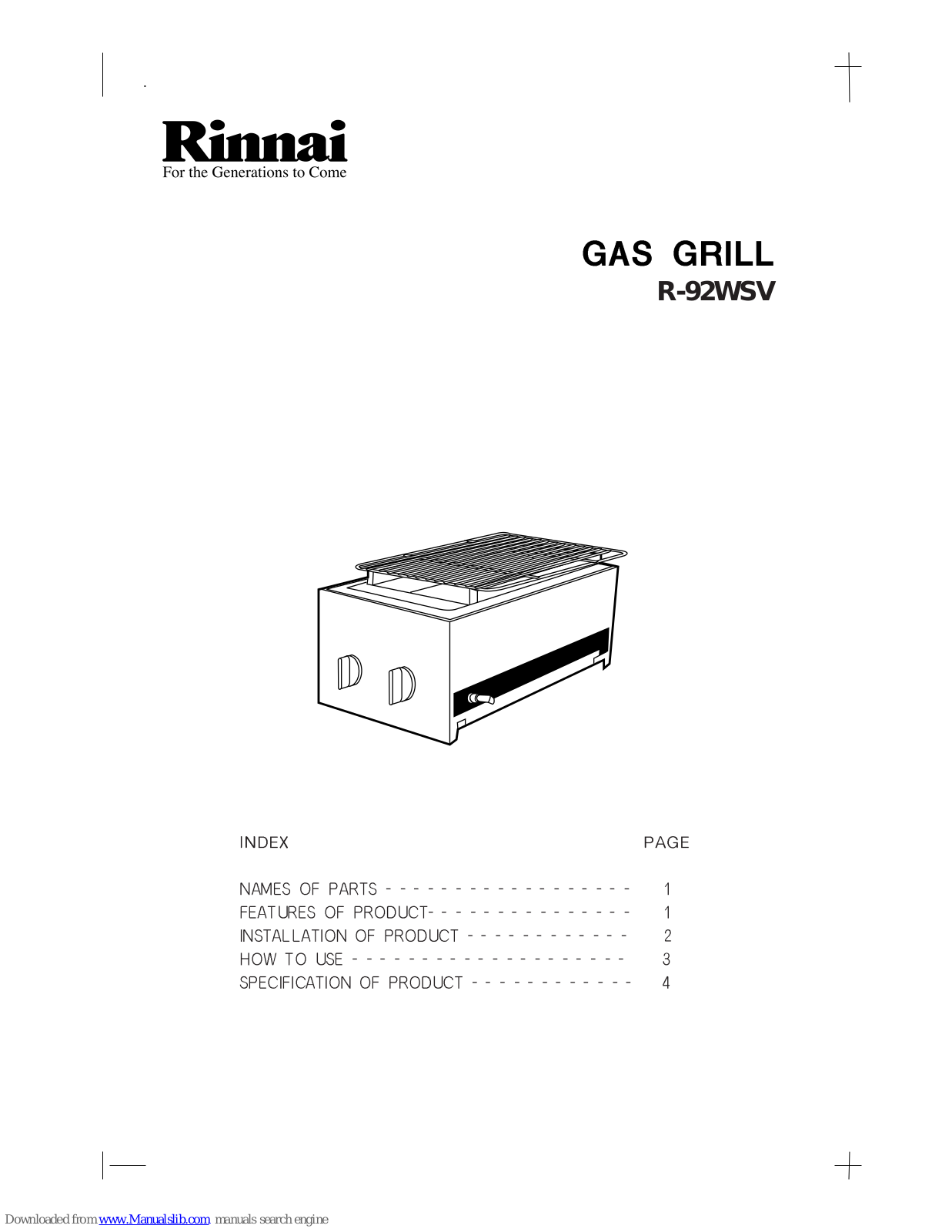 Rinnai R-92WSV, RETS-1NEA, RER-55AS User Manual