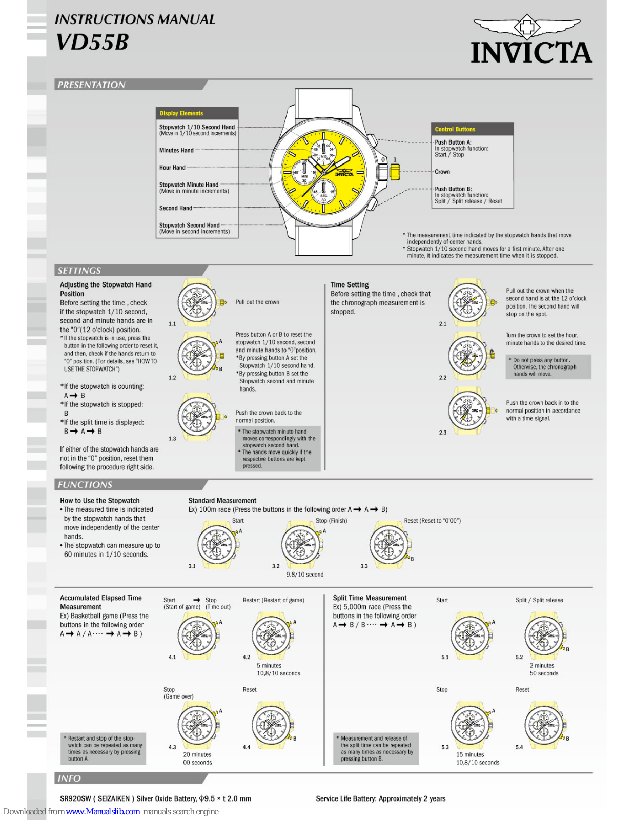 Invicta VD55B Instruction Manual