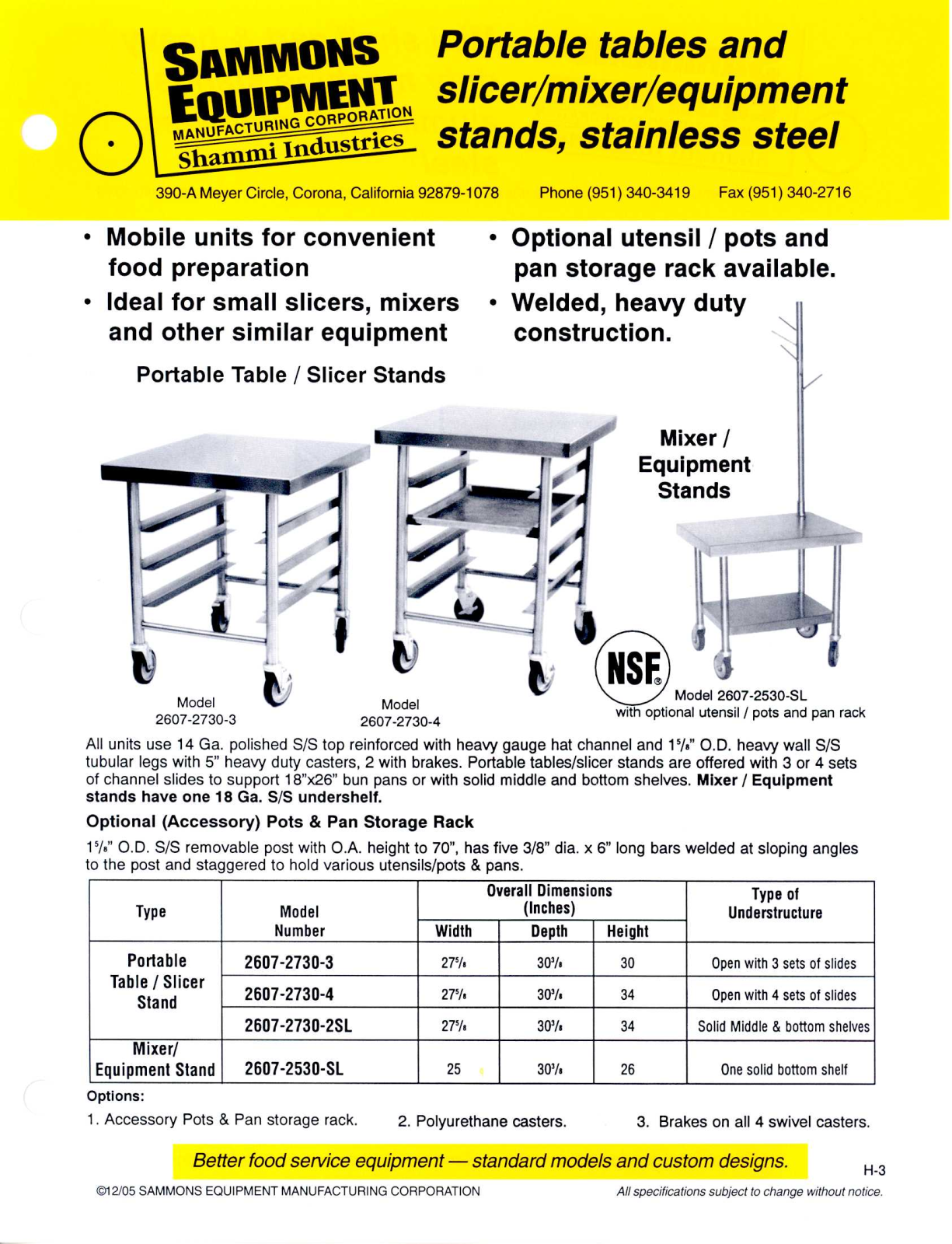 Sammons Equipment 2607-2530-SL User Manual