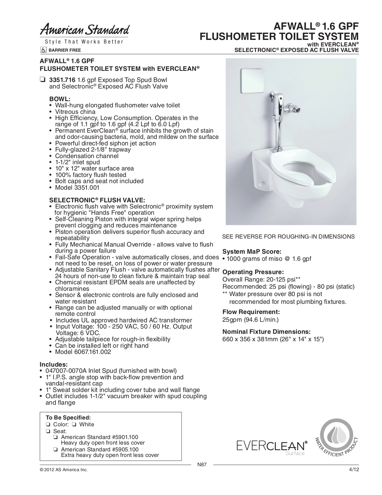 American Standard ASD8723 Specifications - ManualMachine.com