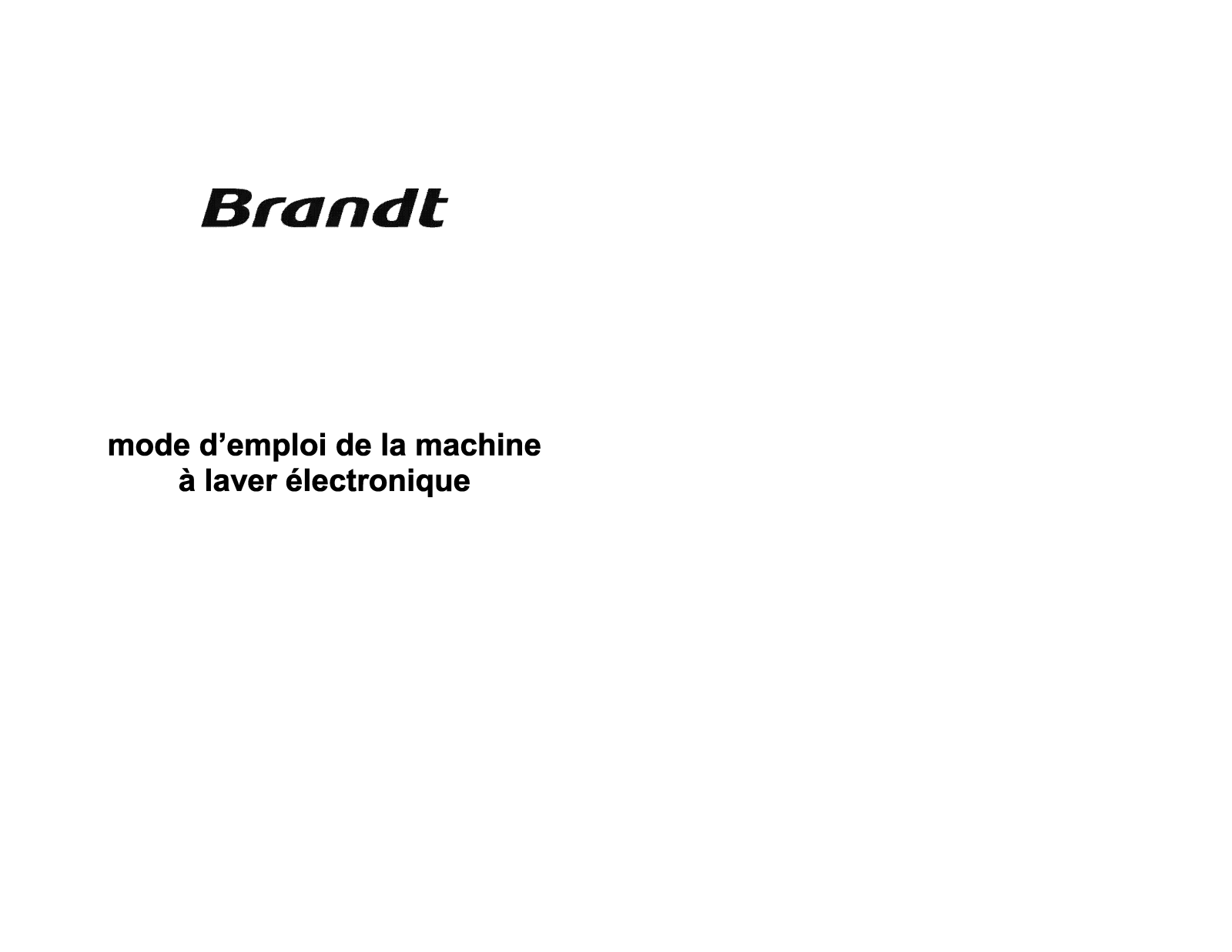 BRANDT WFE1266E, WFE1066E, WFE0866E User Manual