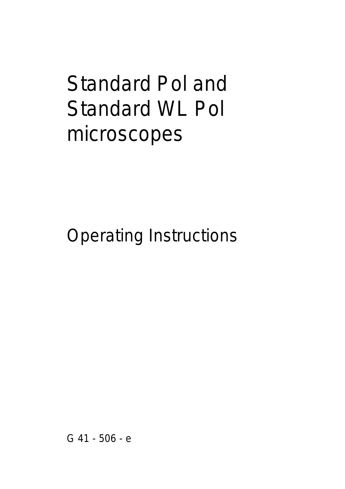 Zeiss Standard WL Pol, Standard Pol User Manual