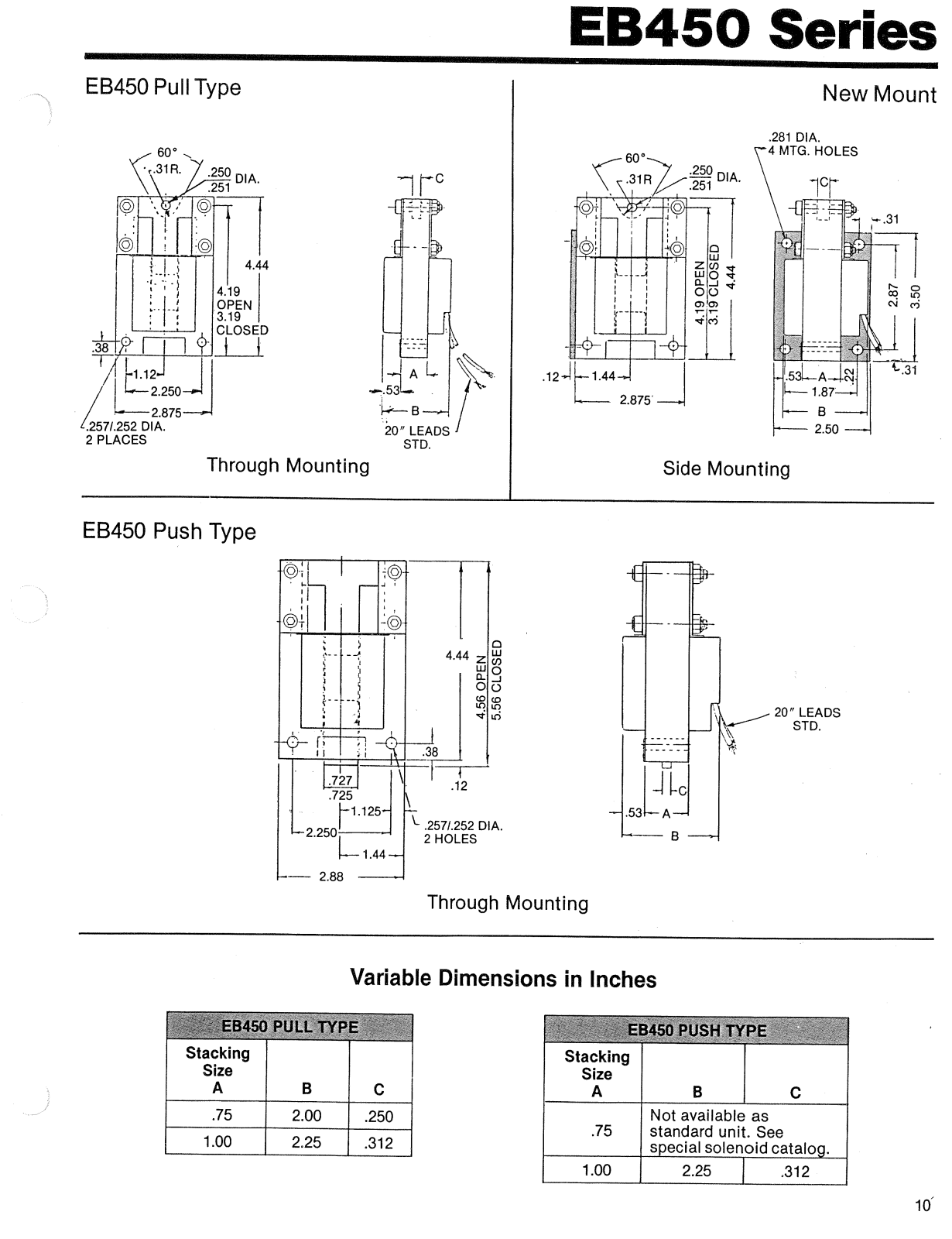 Namco Controls EB450 Series Dimensional Sheet