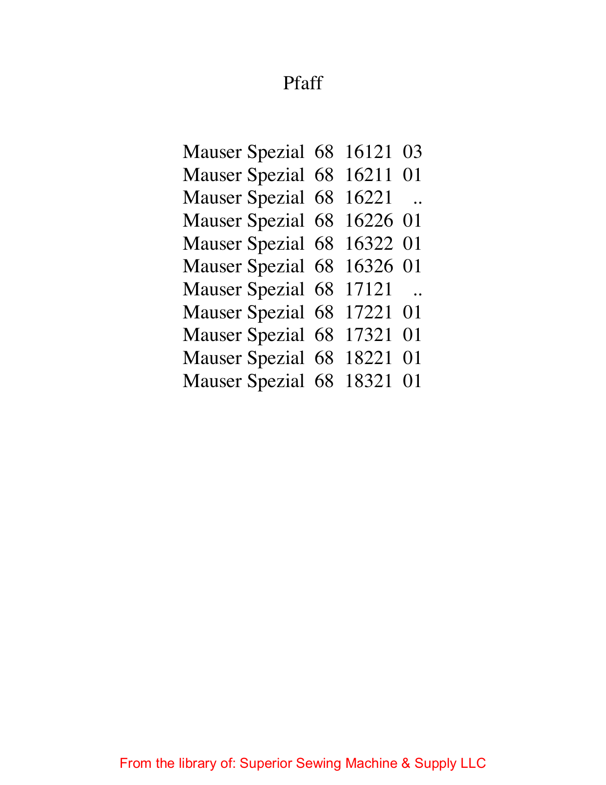 Mauser Spezial 68 User Manual