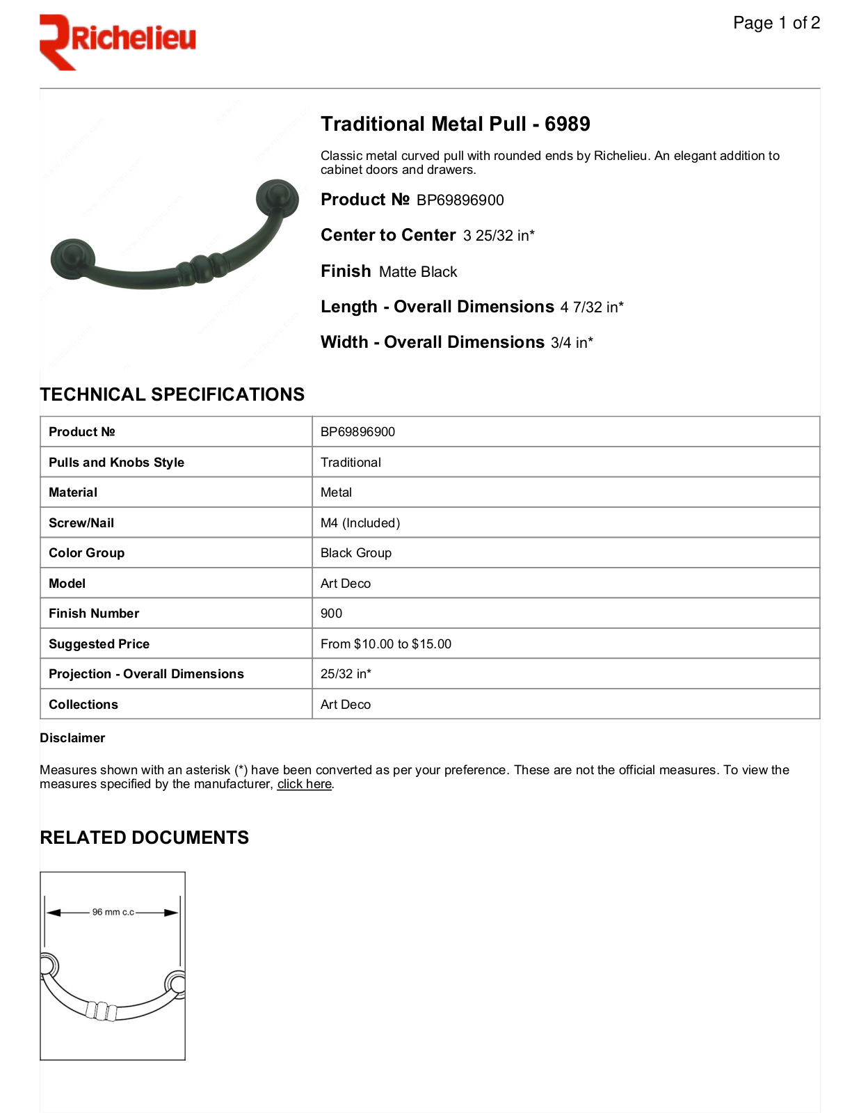 Richelieu RHC2052 Specifications - ManualMachine.com