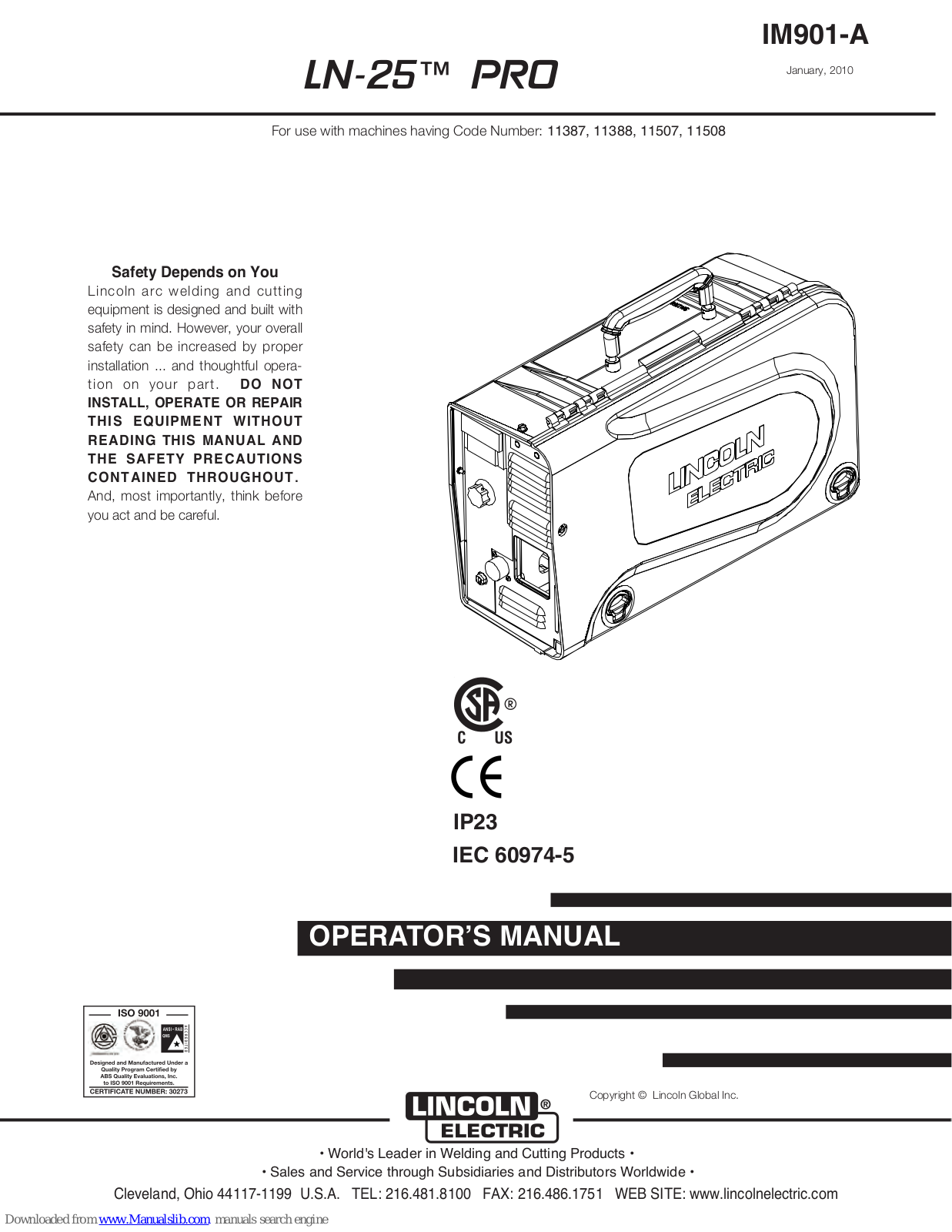 Lincoln Electric LN-25 PRO IM901-A, LN-25 PRO Operator's Manual