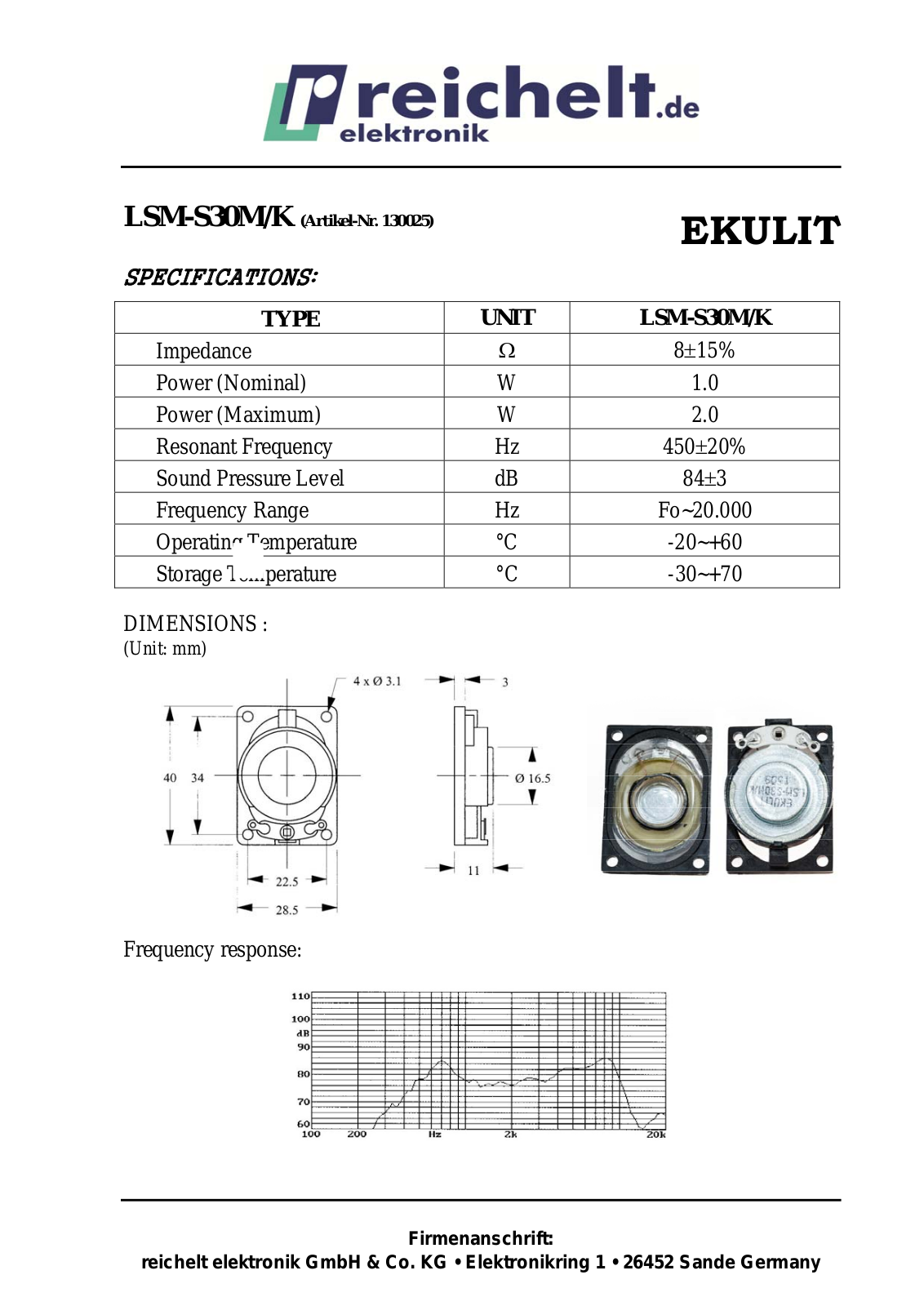 EKULIT LSM-S30M/K Datasheet - ManualMachine.com