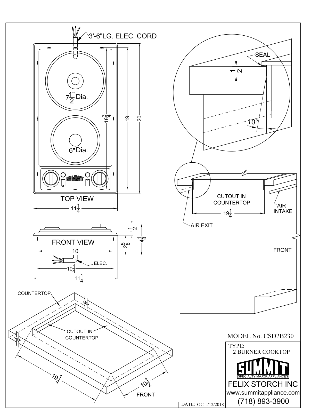 Summit CSD2B230 User Manual