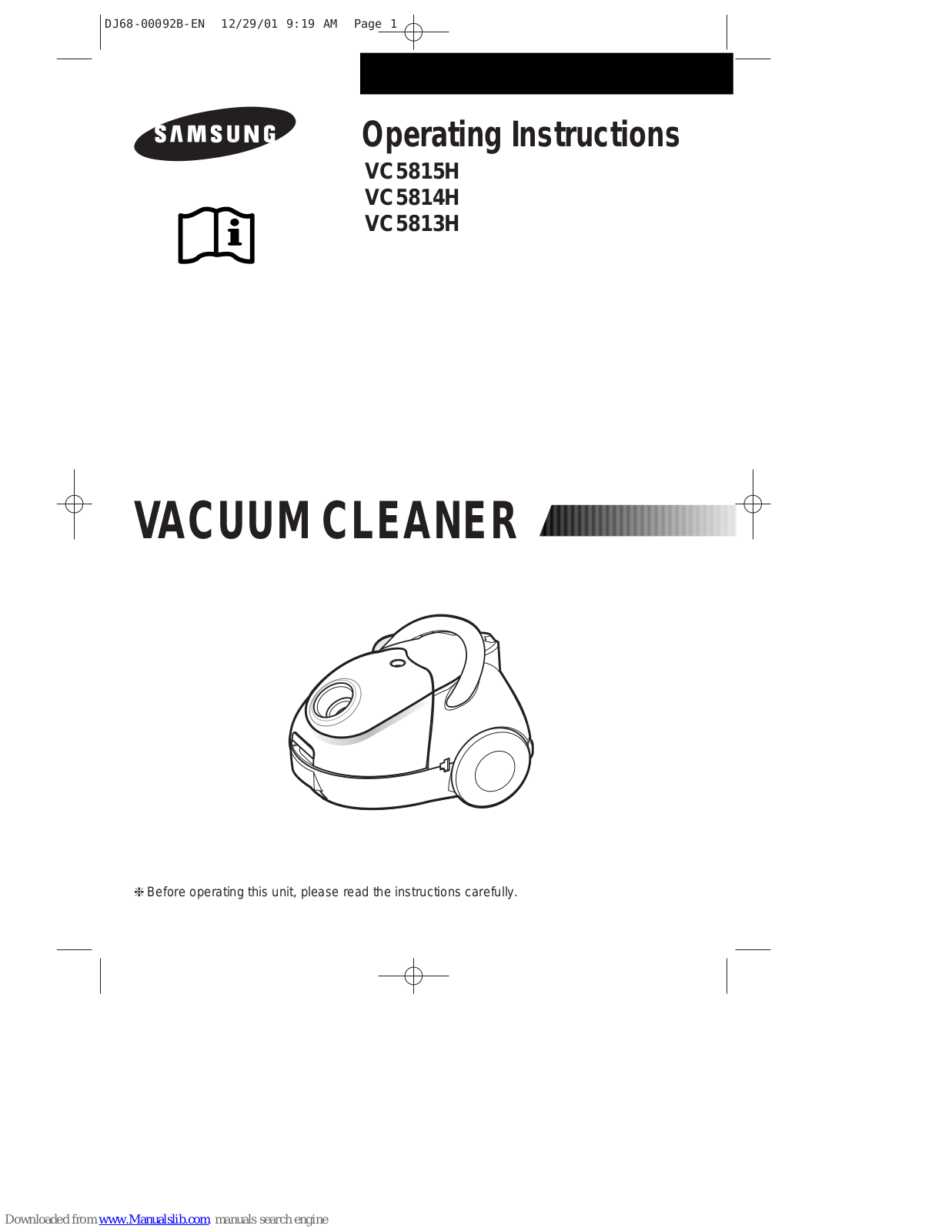 Samsung VC5813H, VC5815H, VC5814H Operating Instructions Manual