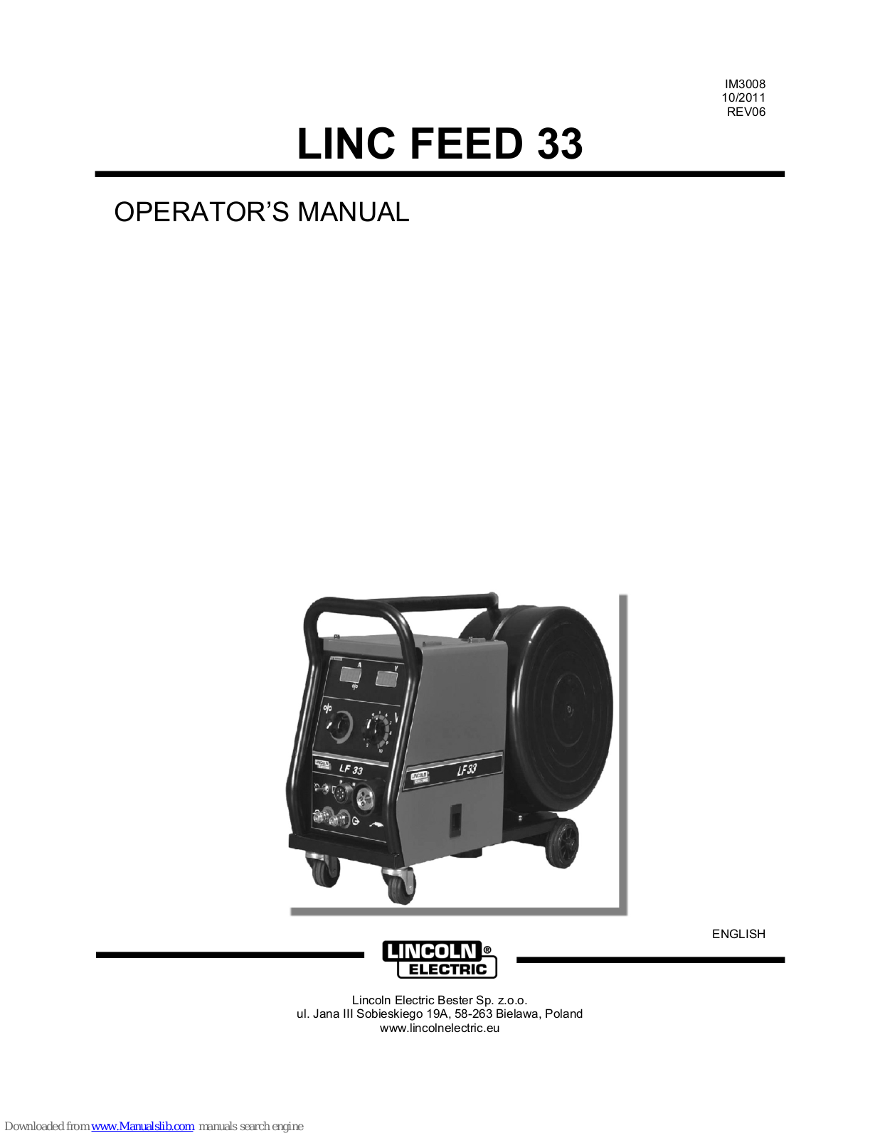 Lincoln Electric LINC FEED 33 Operator's Manual