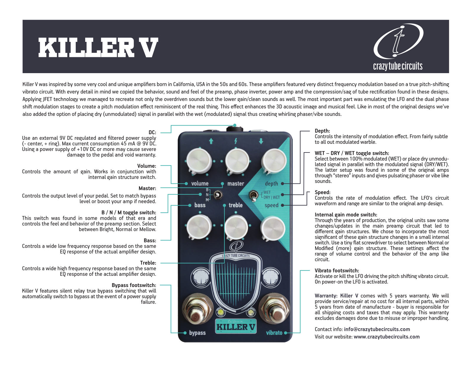 Crazy Tube Circuits Killer V User guide - ManualMachine.com