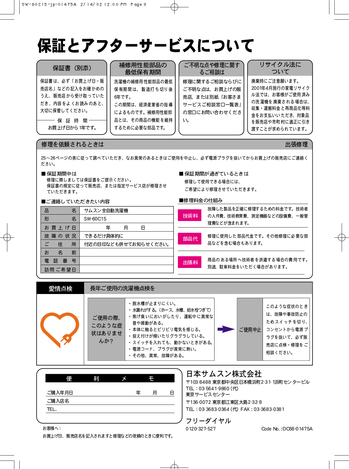 Samsung SW-60C1S User Manual