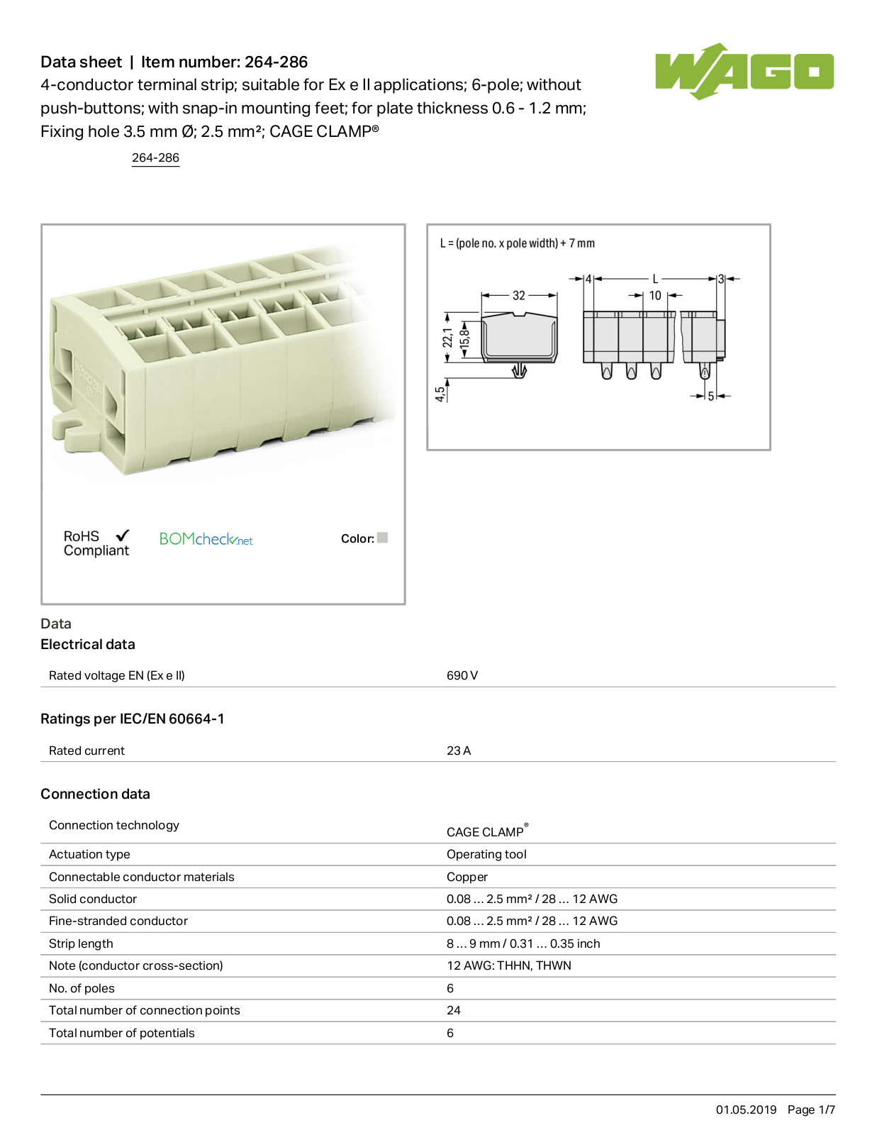 Wago 264-286 Data Sheet