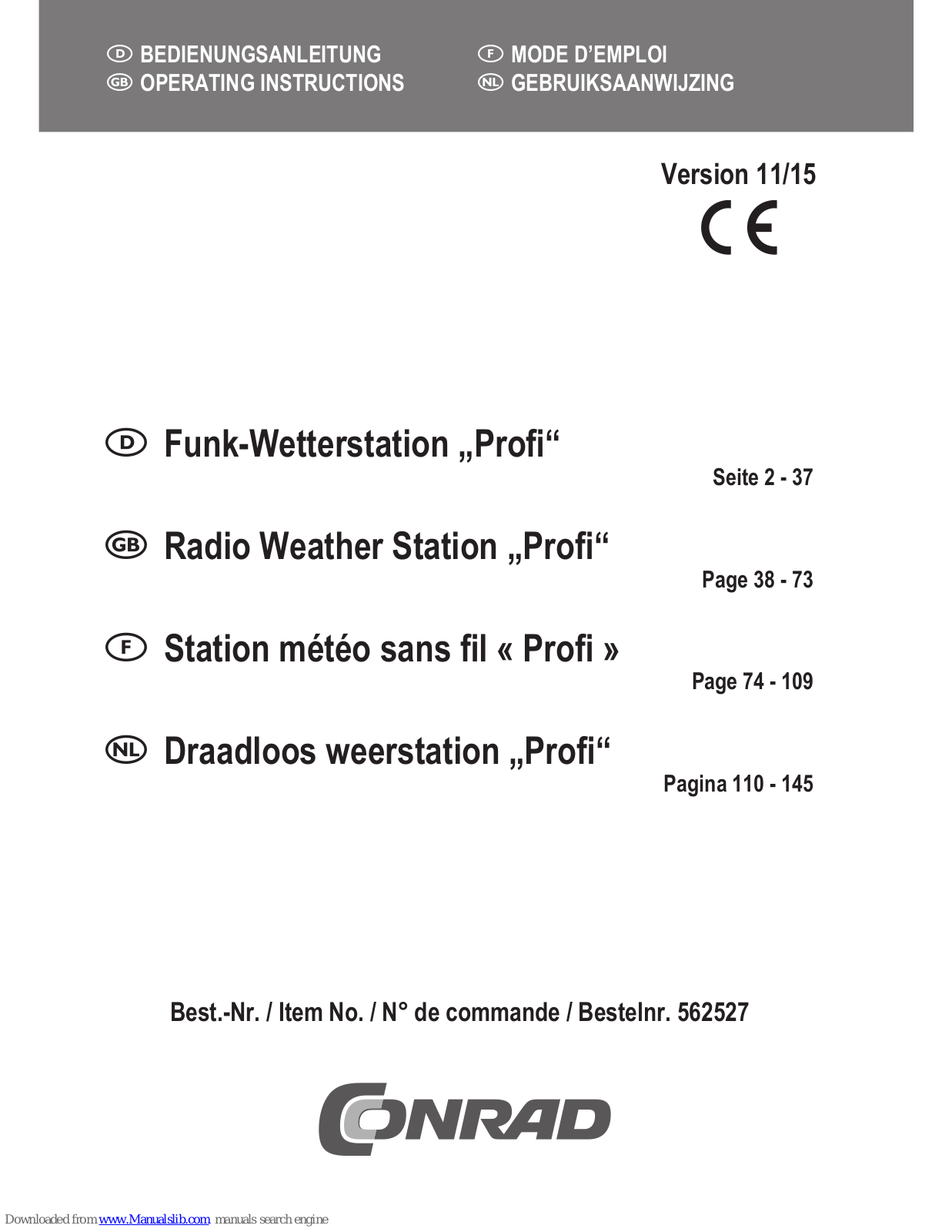 Conrad 562527 Operating Instructions Manual