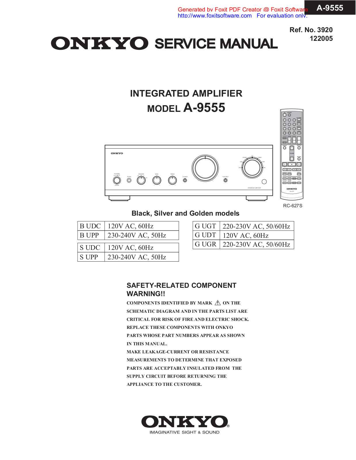 Onkyo A-9555 Schematic