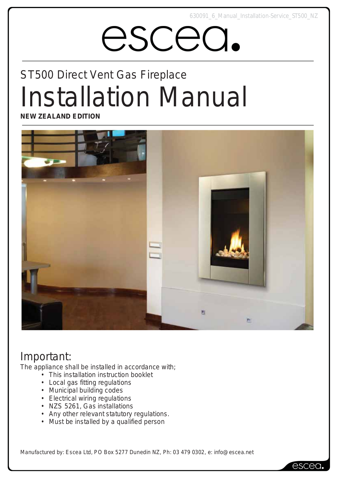 Escea ST500 User Manual - ManualMachine.com