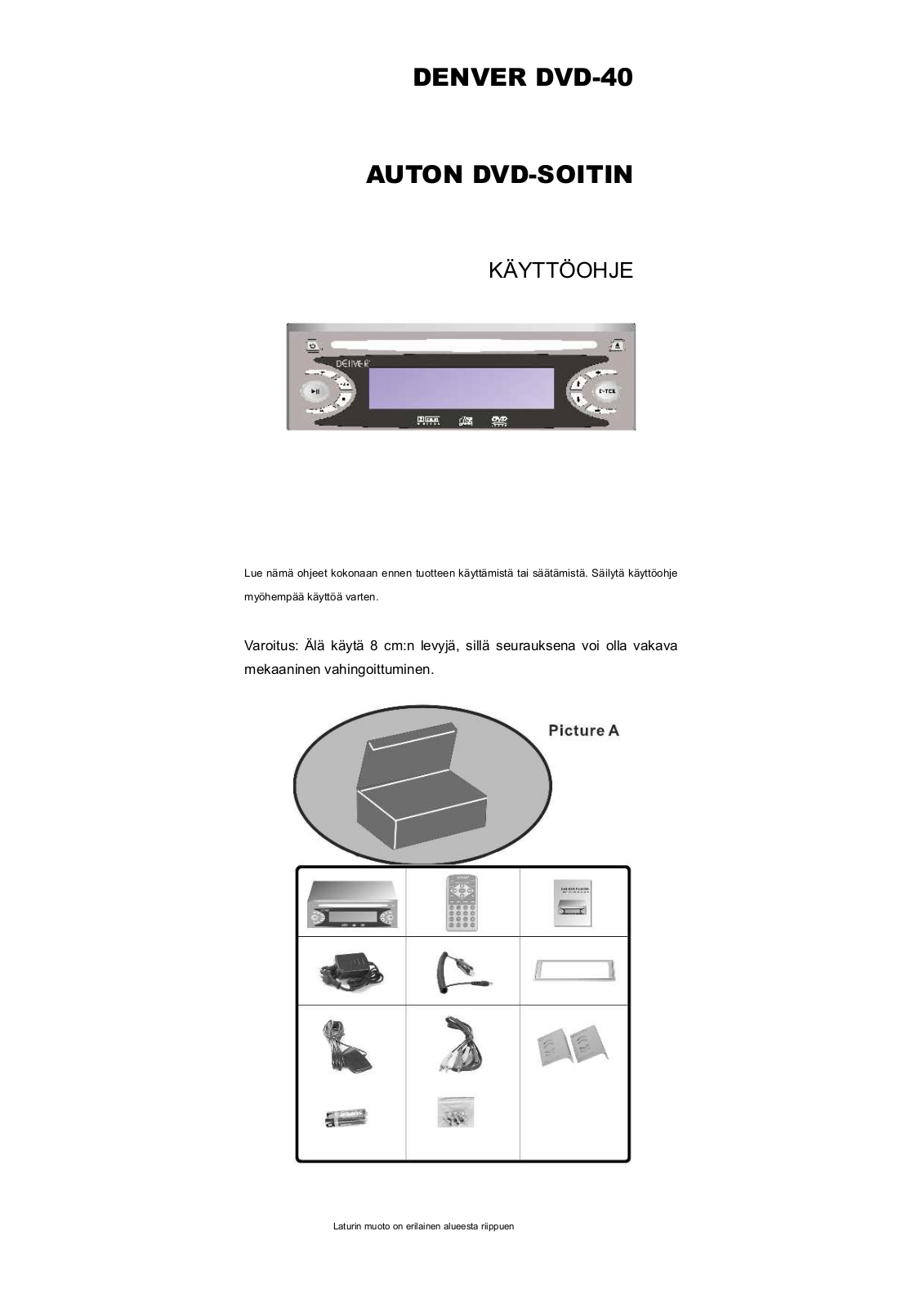 Denver DVD-40 User Manual