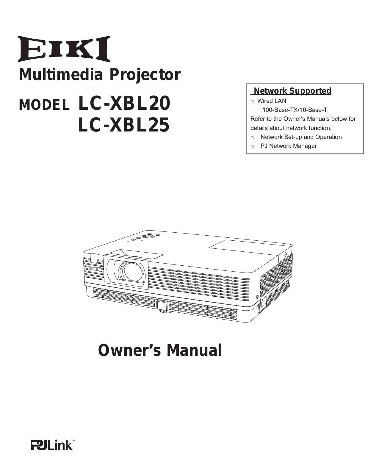 EIKI LC-XBL20, LC-XBL25 User Manual