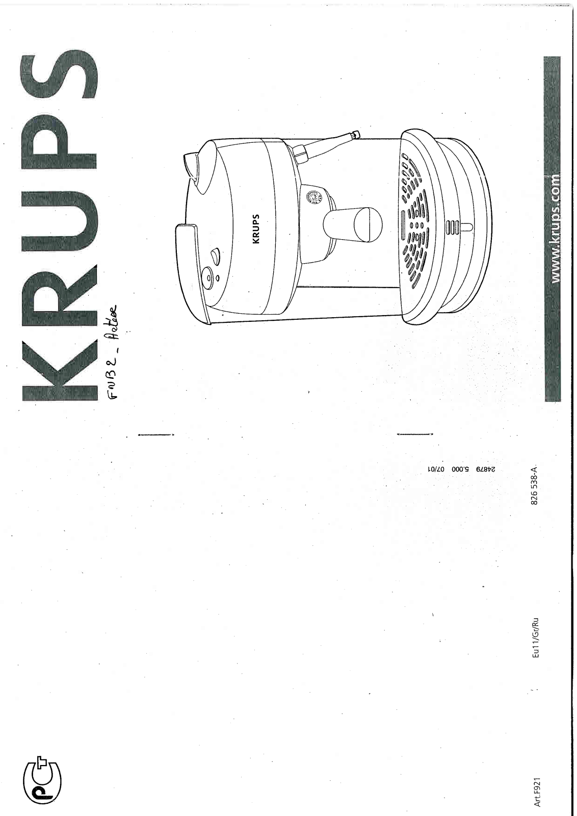 Krups FNB2 Manual