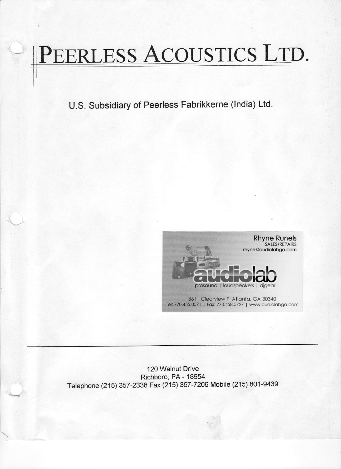 Peerless Polycarbonate Tweeter Catalog - ManualMachine.com