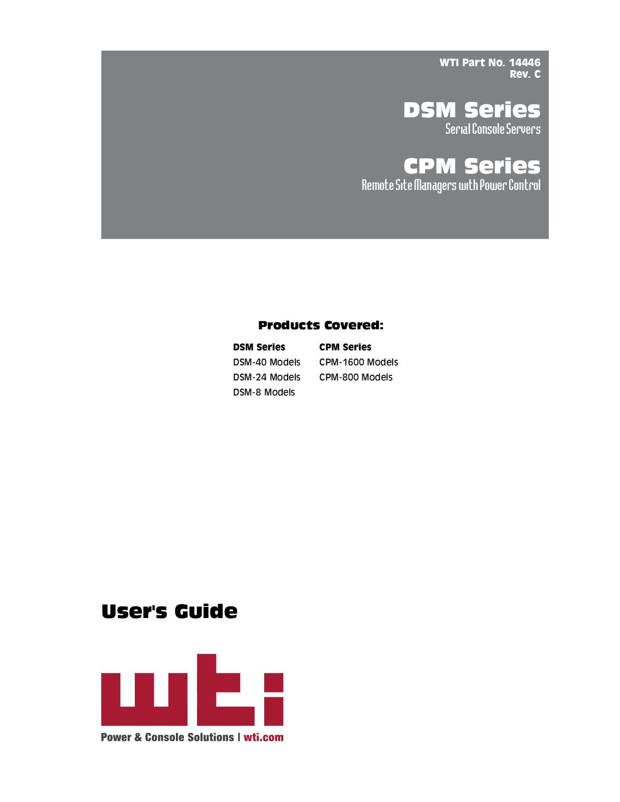 WTI DSM-40, CPM-1600, DSM-24, CPM-800, DSM-8 User Manual