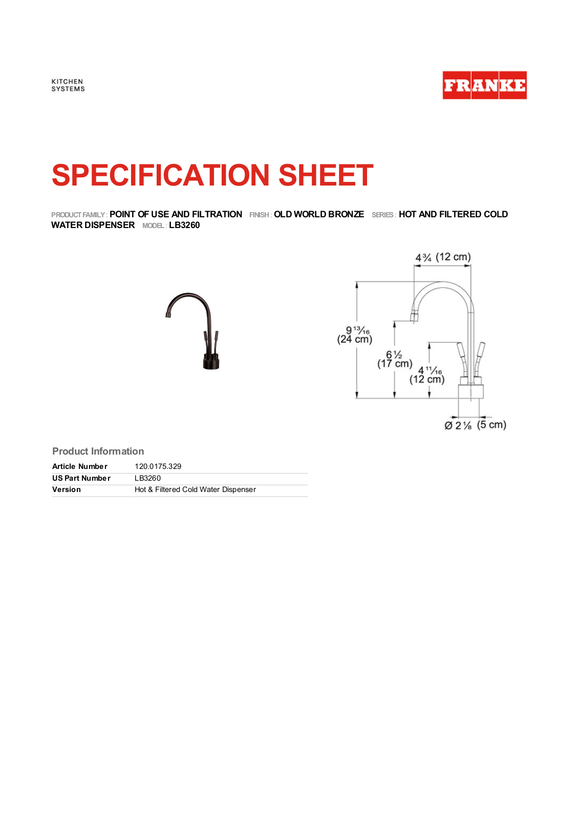 Franke Foodservice LB3260 User Manual