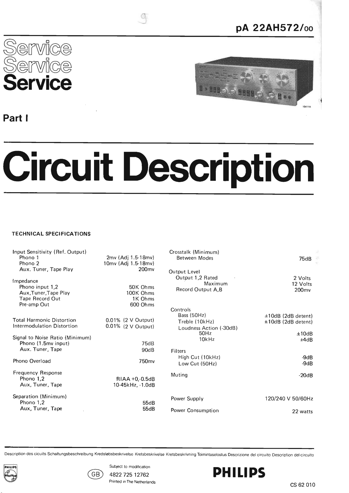 Philips 22-AH-572 Service Manual