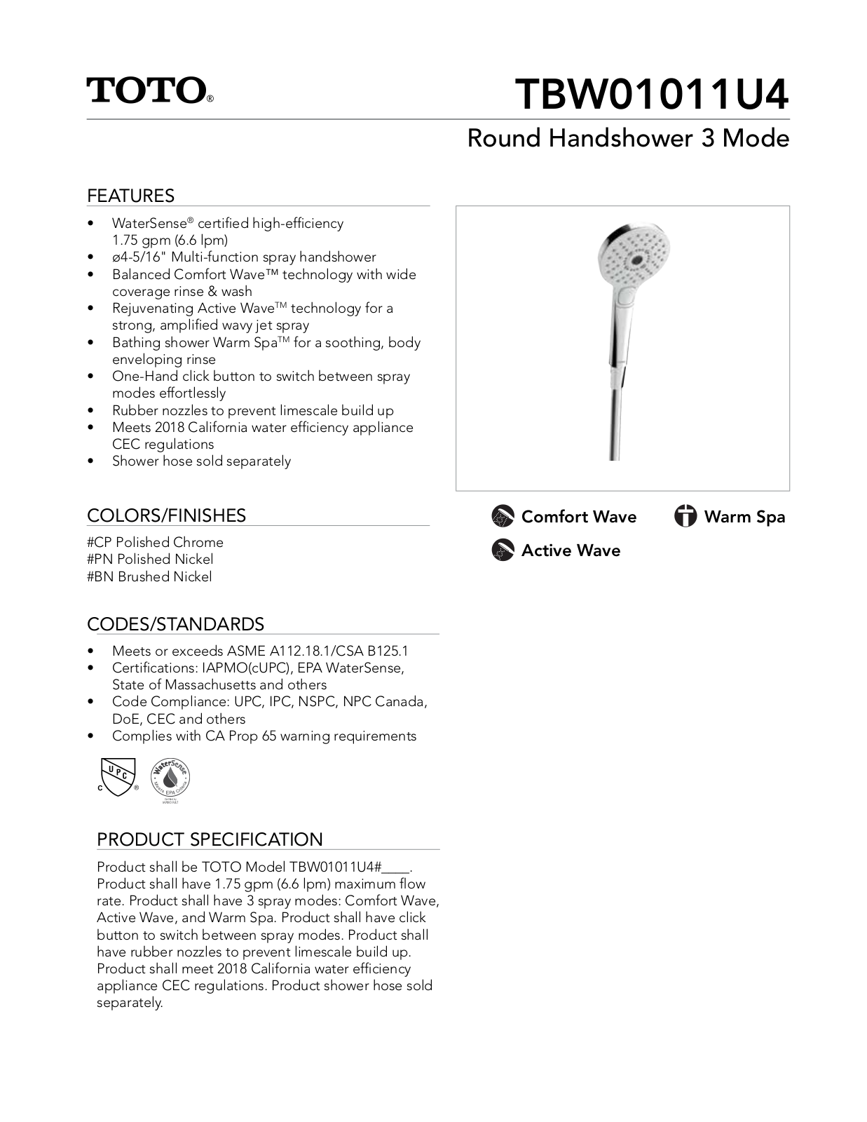 TOTO SBSA1059 Specifications - ManualMachine.com