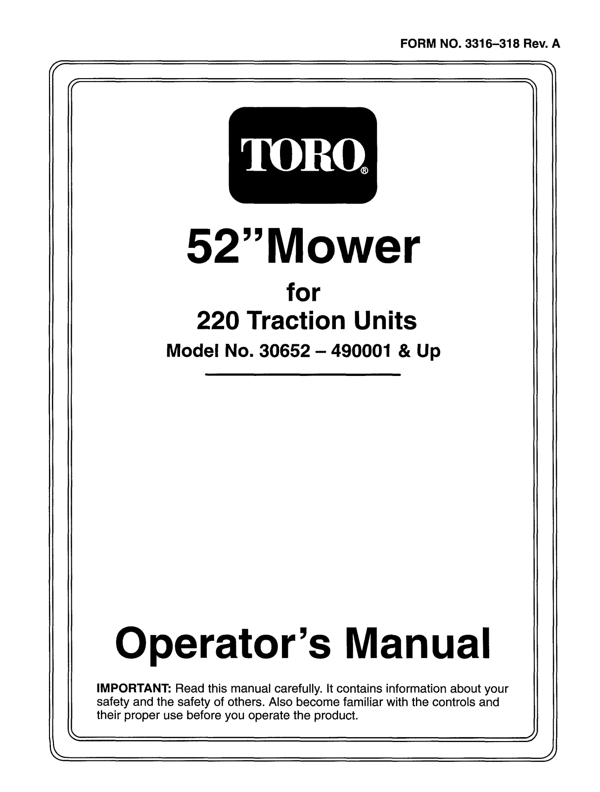 Toro 30652 Operator's Manual