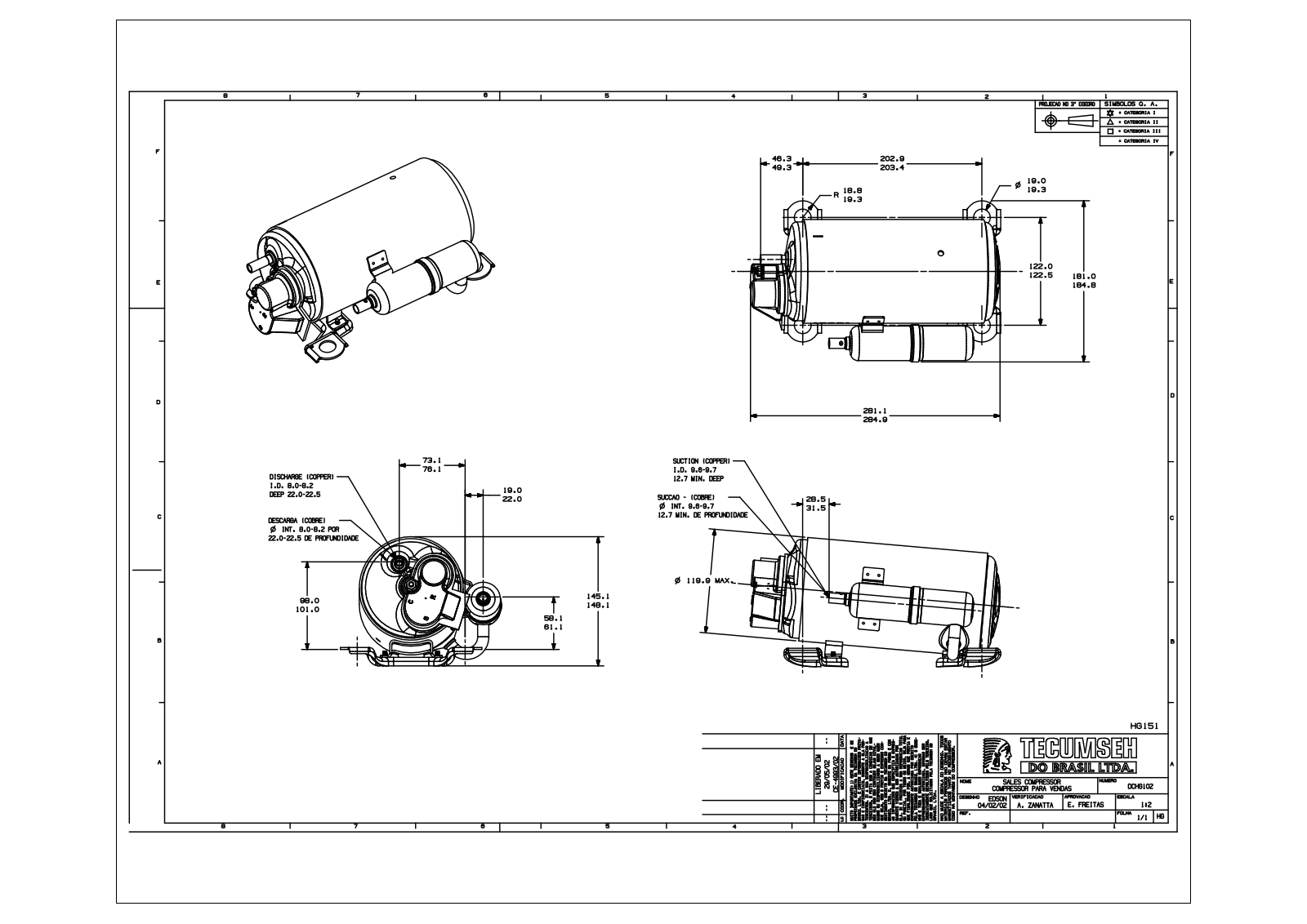 Tecumseh HGA5480CXC, HGA5480EXD, HGA5480EXV Drawing Data