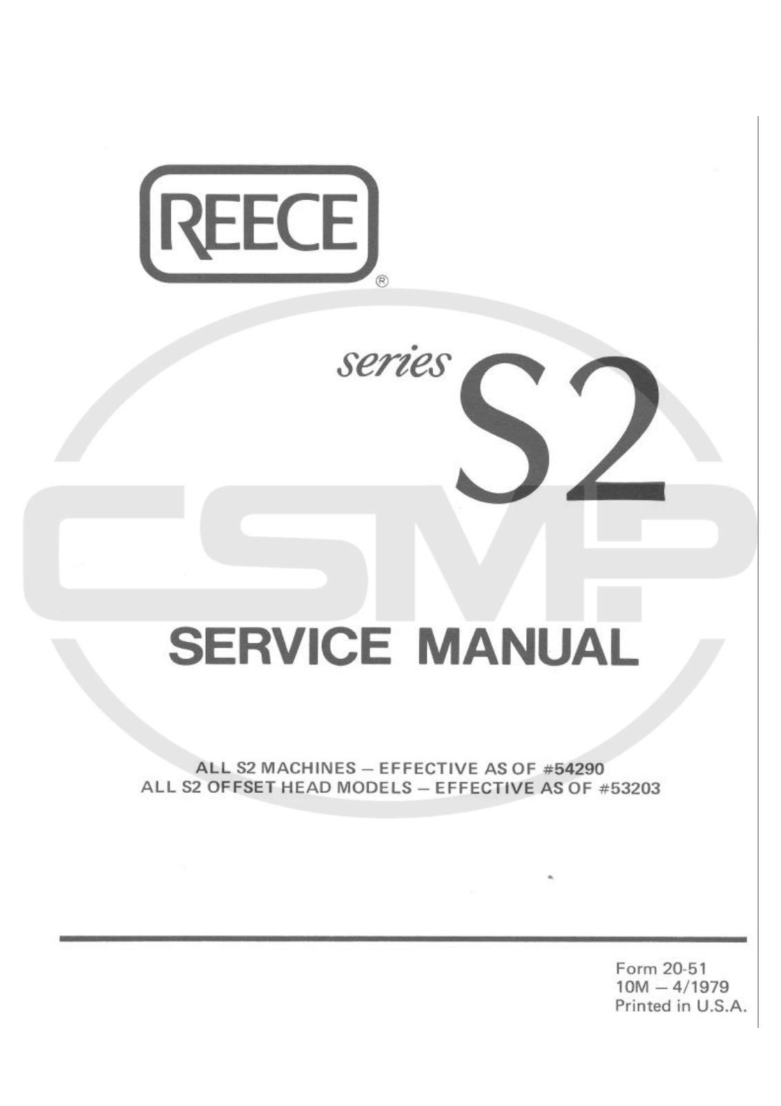 Reece S2 Parts Book