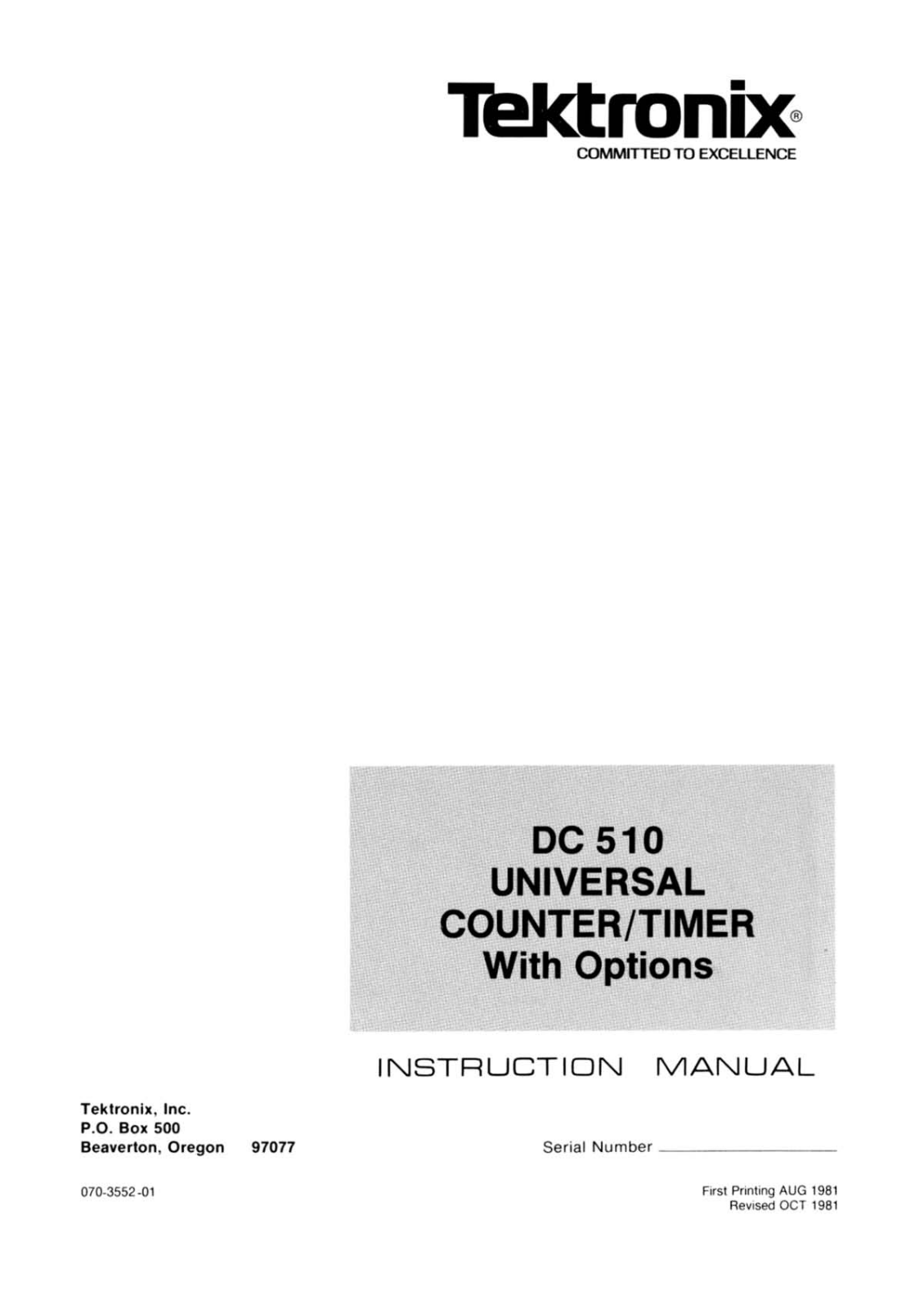 Tektronix DC 510 Service manual