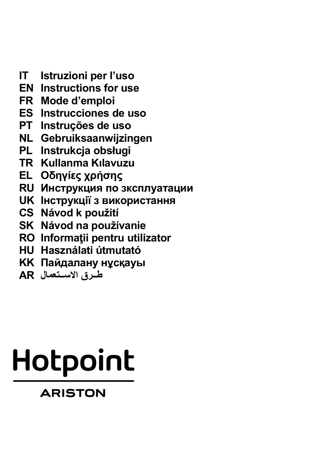 Hotpoint-Ariston HHBS 9.8F LT X User manual
