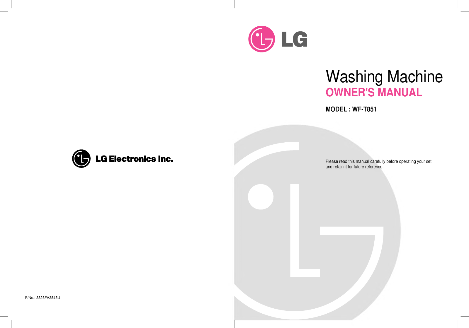 LG WF-T851 User Manual