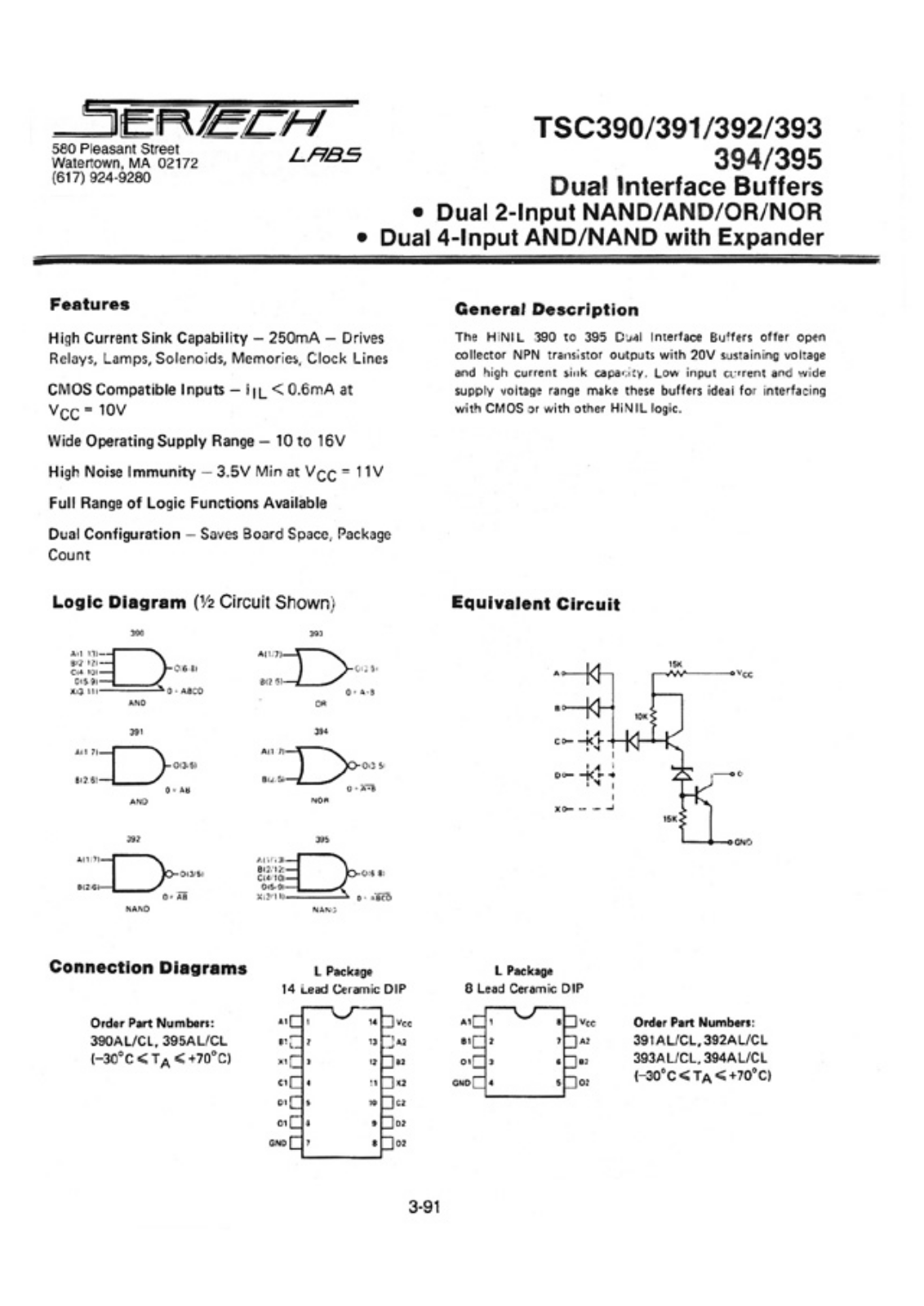 Microsemi TC392AL, TC390AL, TC391AL, TC395AL, TC394AL Datasheet