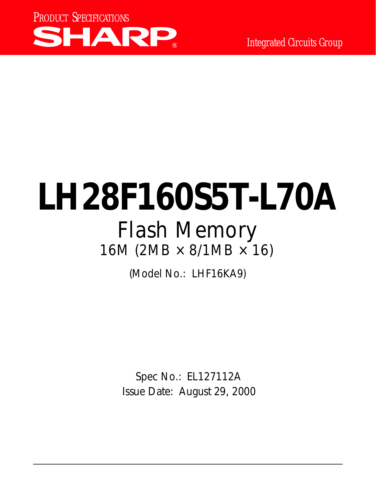 Datasheet LH28F160S5T-L70 Datasheet (Sharp) - ManualMachine.com