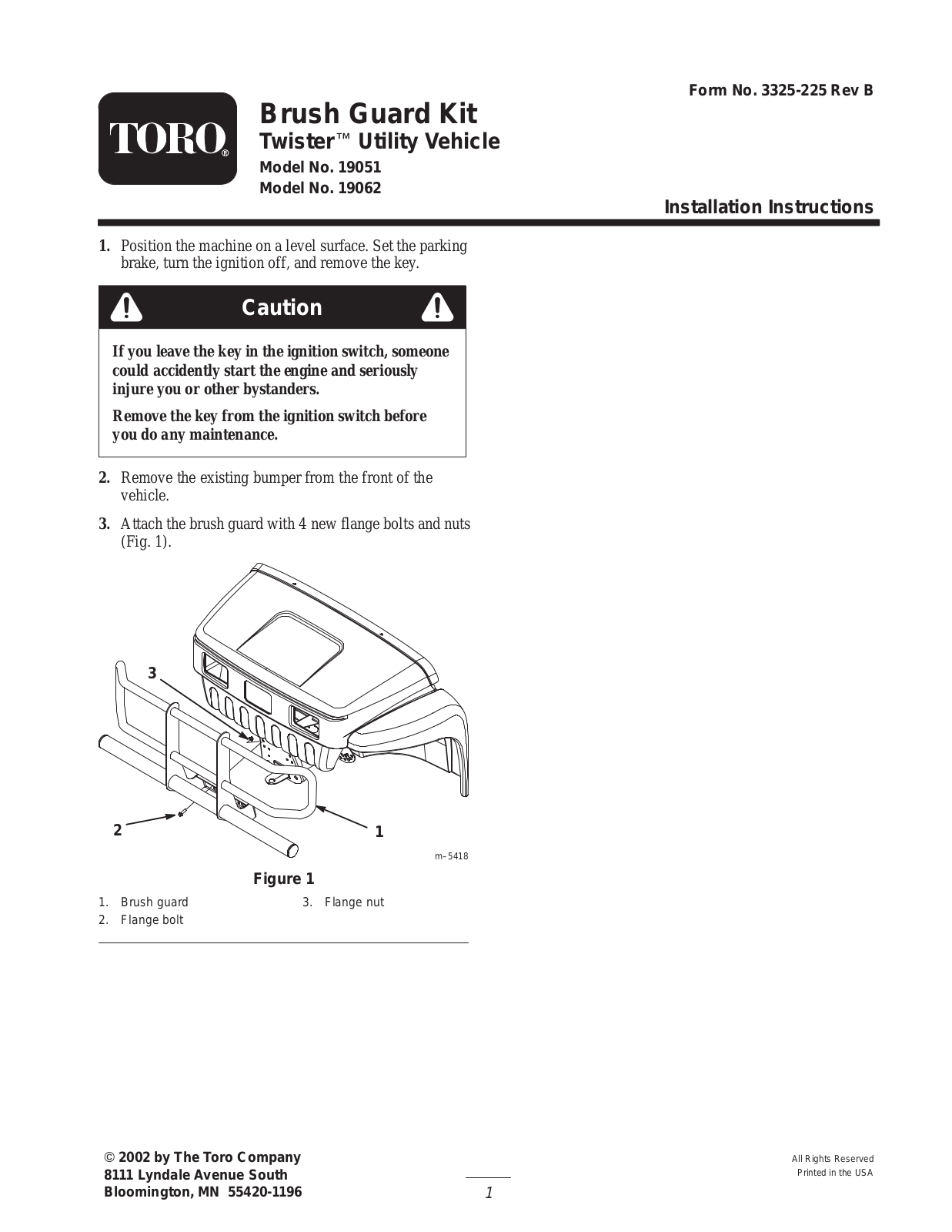 Toro 19051, 19062 Installation Instructions