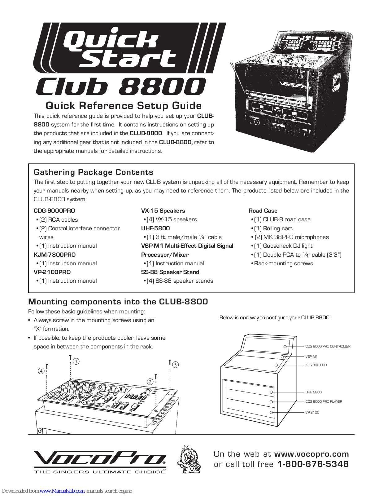 VocoPro Club 8800 Quick Reference & Setup Manual