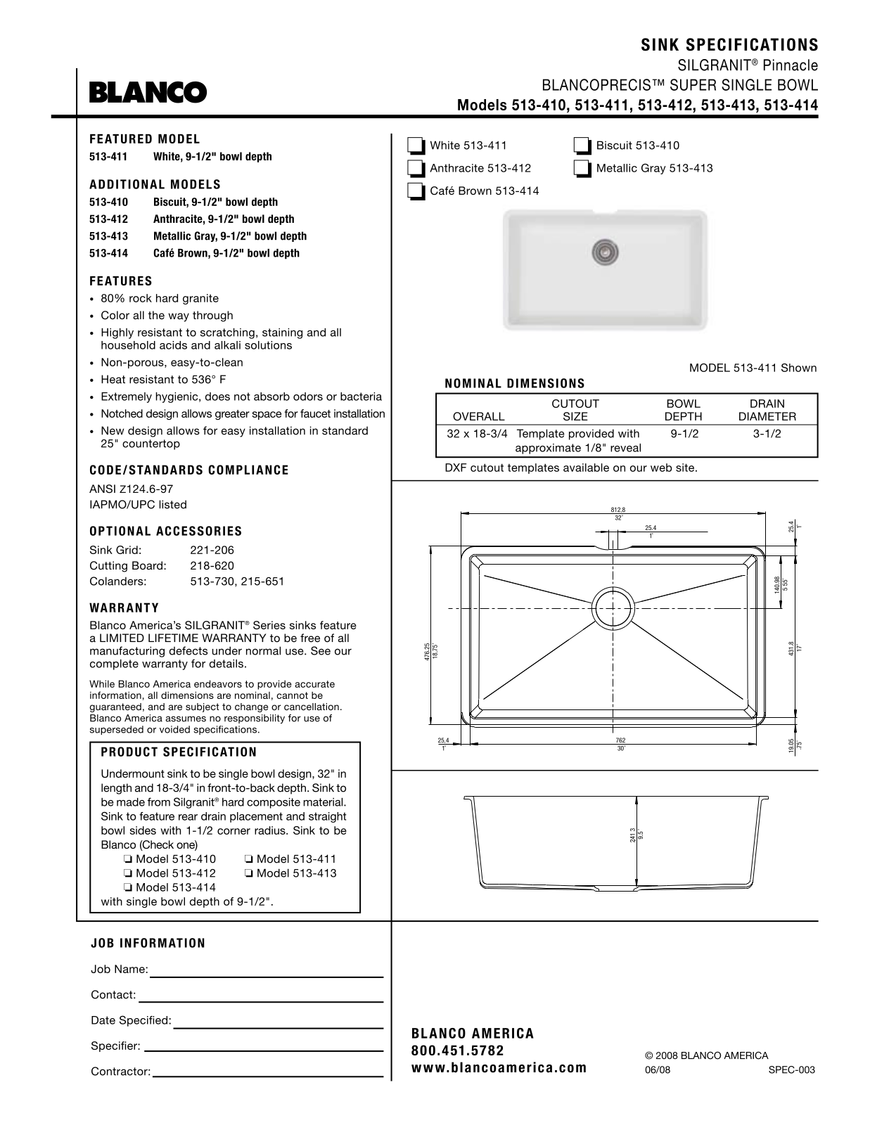 Blanco 513-413, 513-411, 513-414, 513-412, 513-410 User Manual