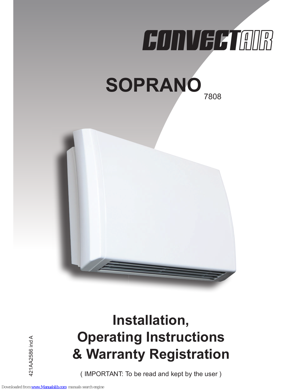 CONVECTAIR SOPRANO Installation, Operating Instructions & Warranty Registration - ManualMachine.com