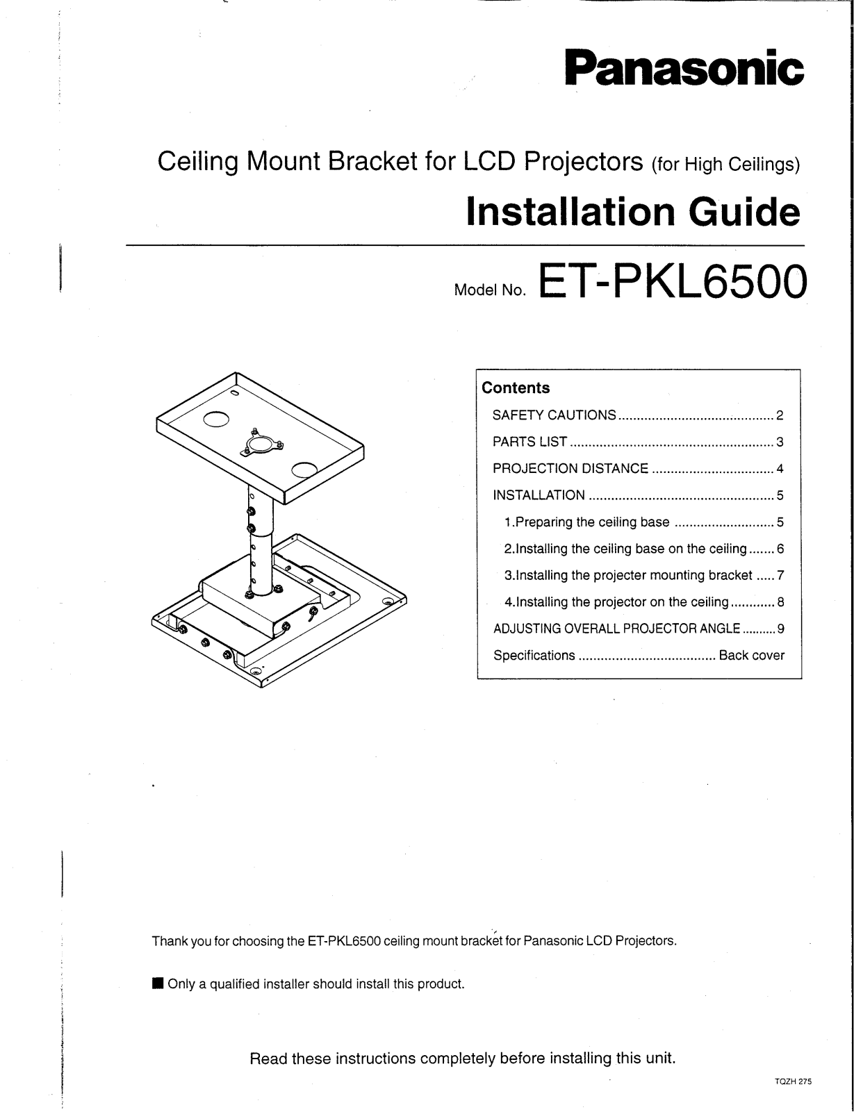 Panasonic et-pkl6500 Operation Manual