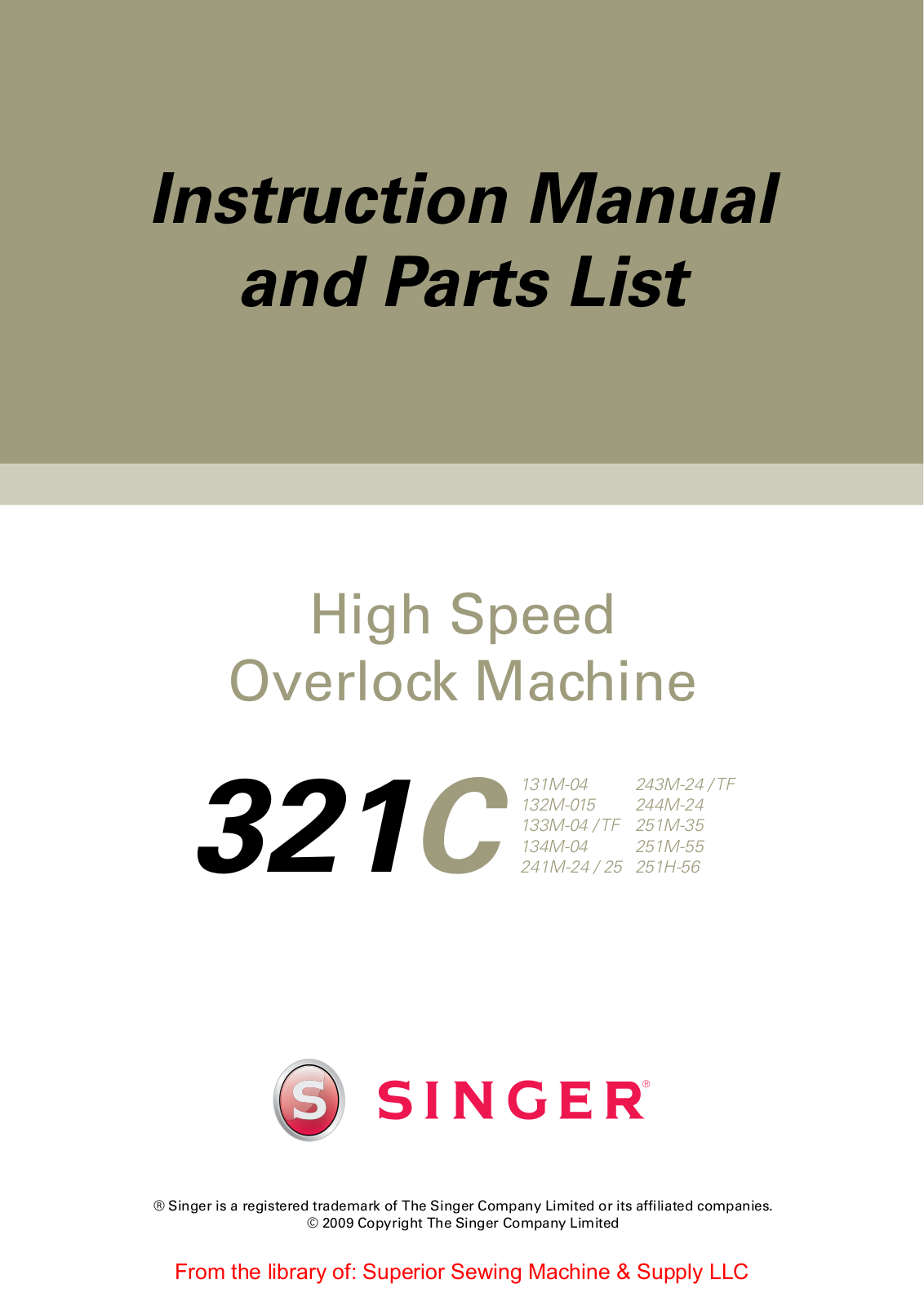 Singer 321C User Manual