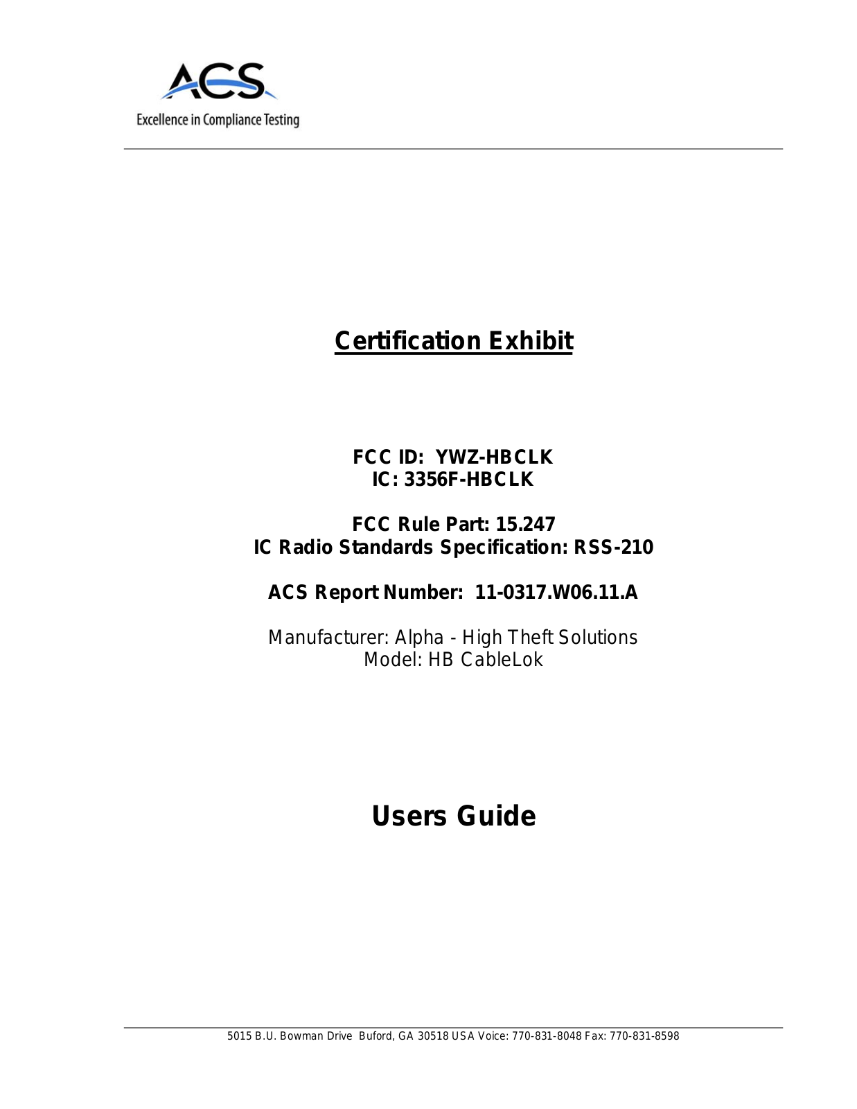 Checkpoint Systems HBCLK User Manual