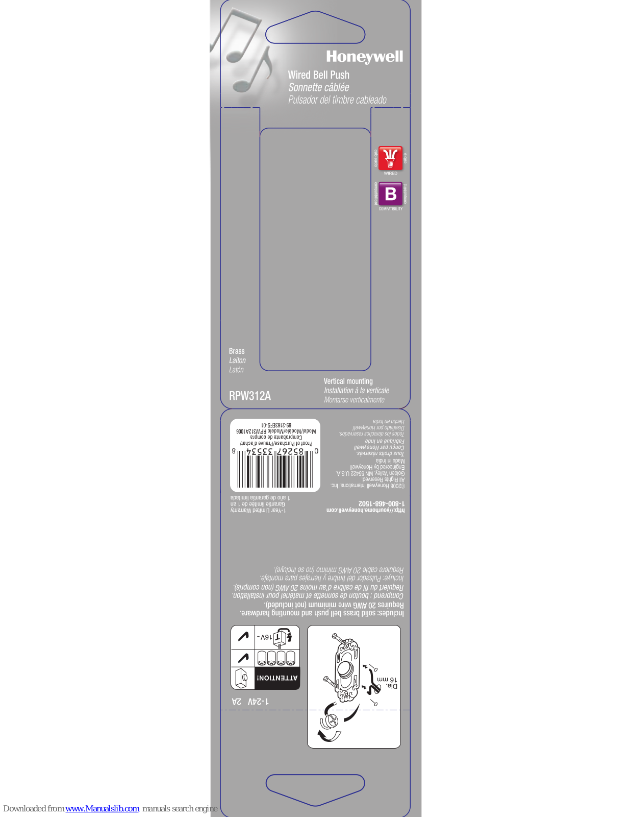 Honeywell RPW312A Instruction Leaflet