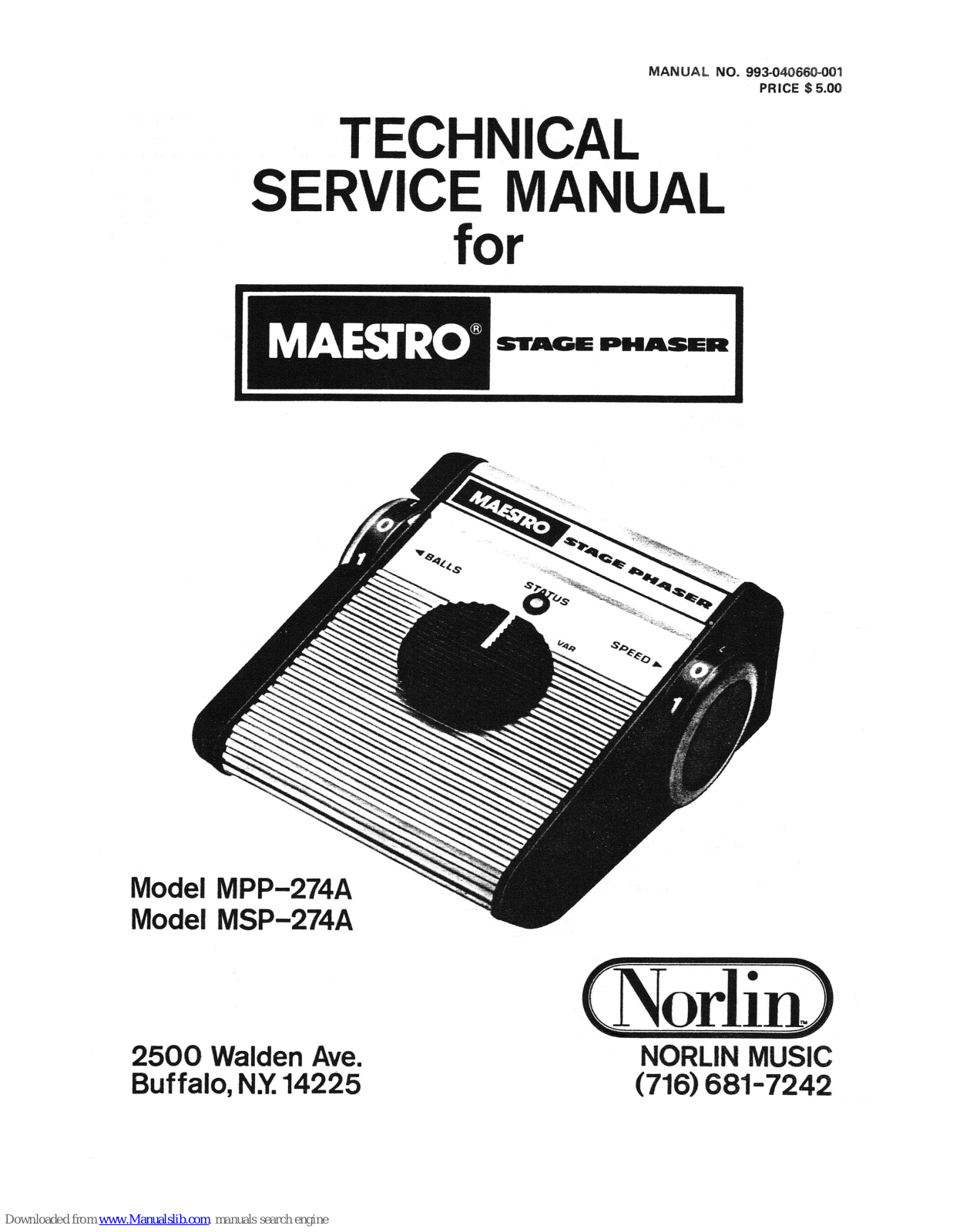 Maestro MPP-274A, MSP-274A Service Manual