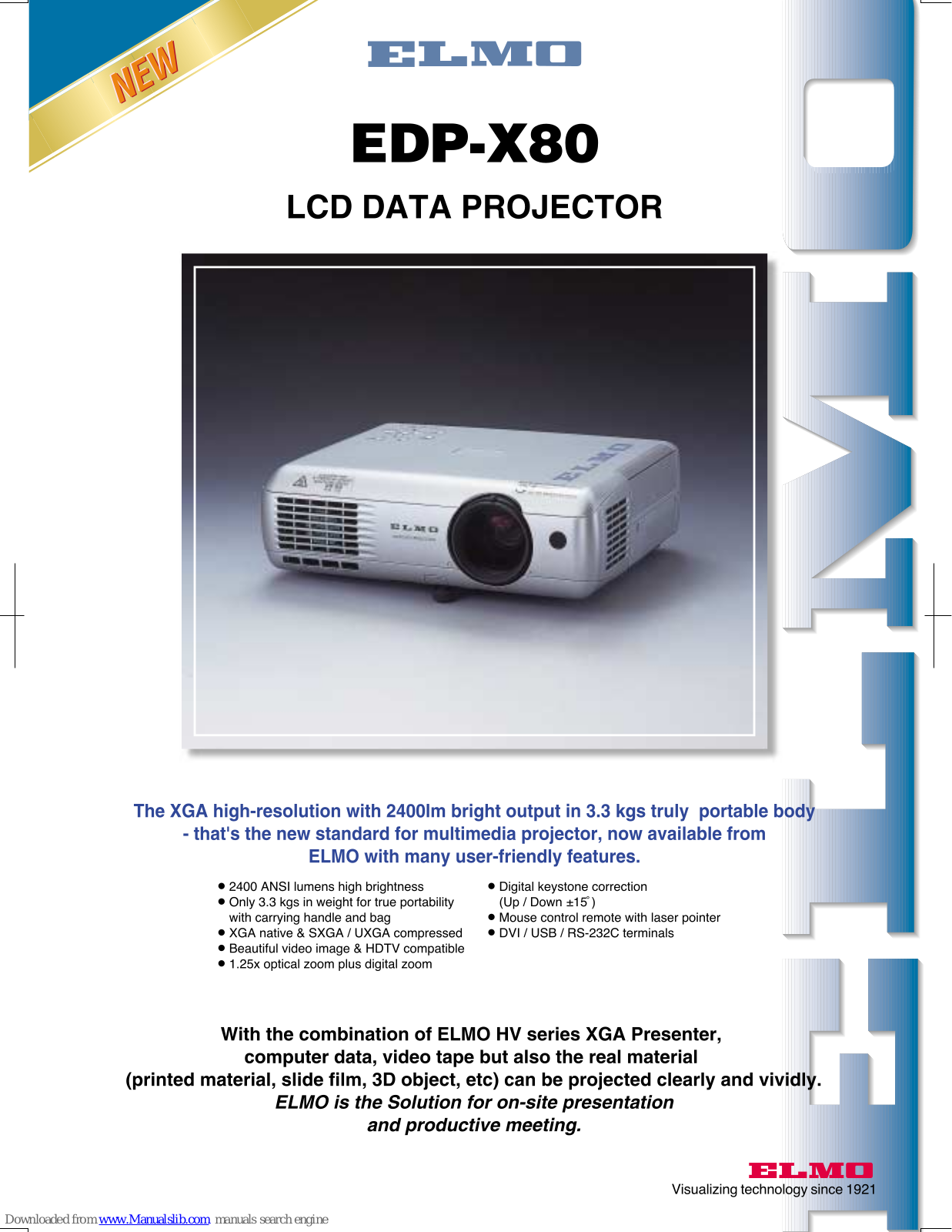 Elmo LCD Data Protector EDP-X80A4, EDP-X80 Specifications