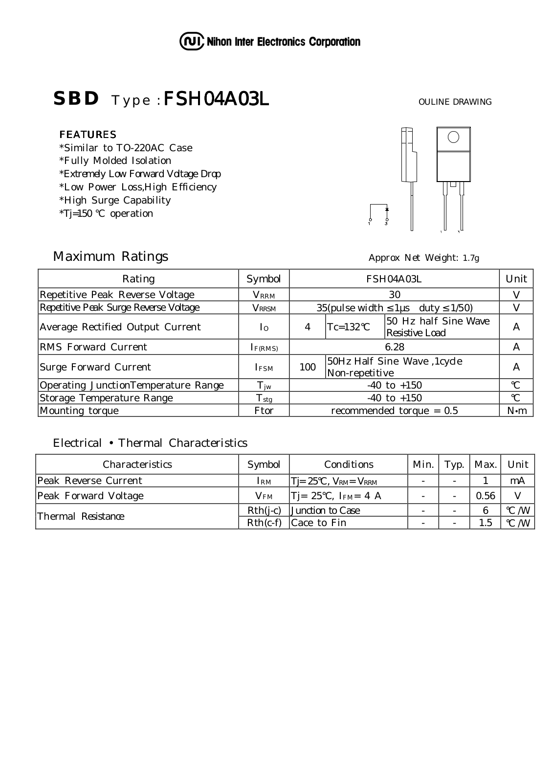 Datasheet FSH04A03L Datasheet (NIHON) - ManualMachine.com