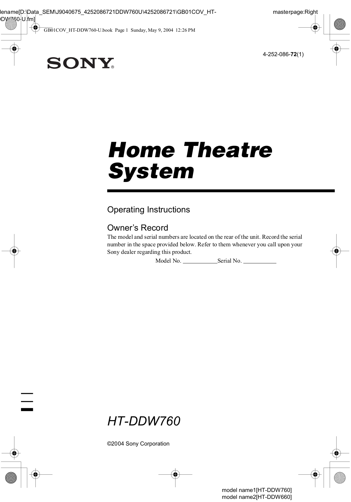 Sony SS-CNP760 User Manual