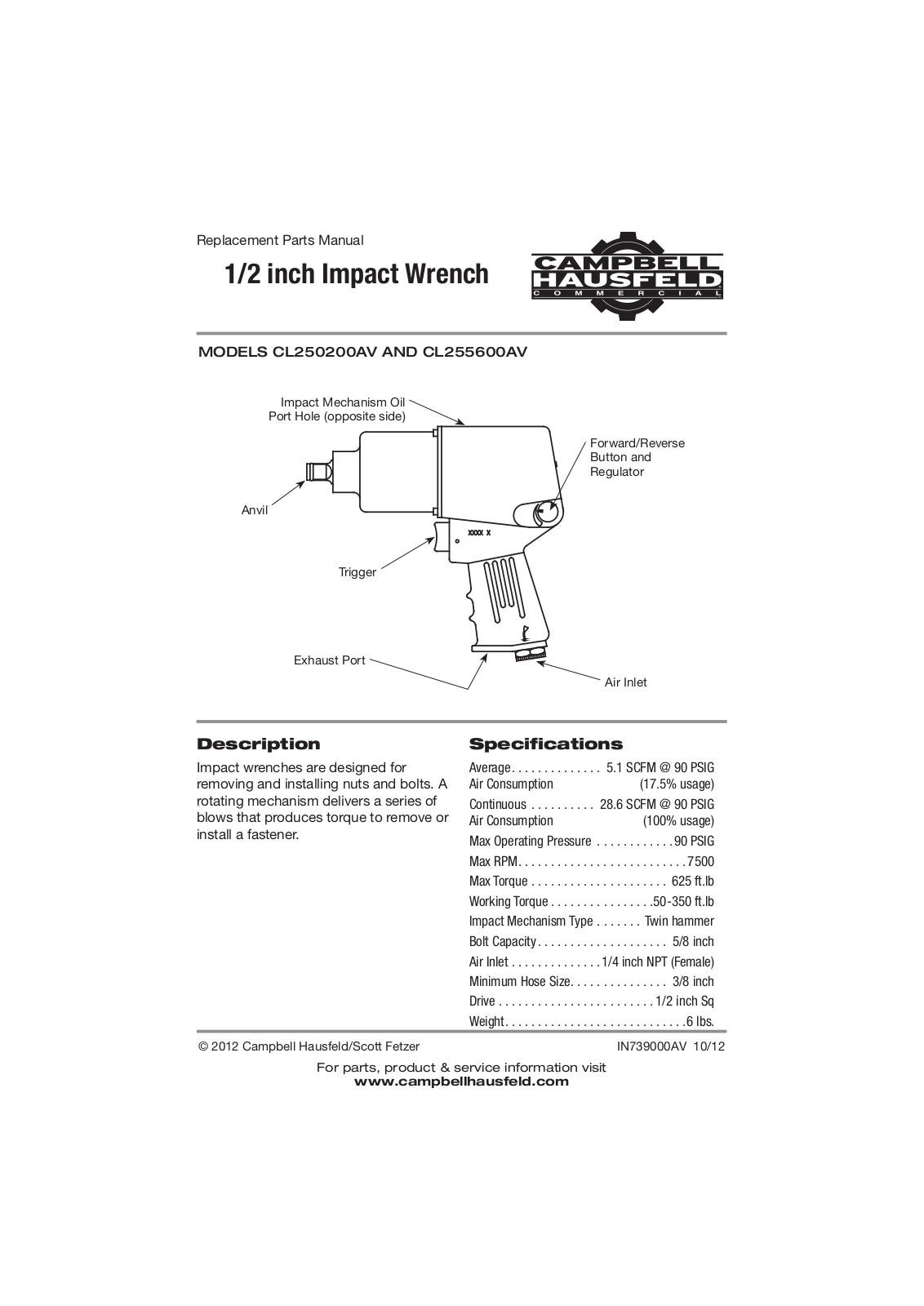 Campbell Hausfeld CL255600AV, CL250200AV User Manual